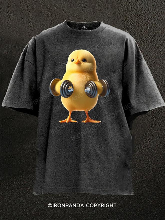 Dumbbell chicken Washed Gym Shirt