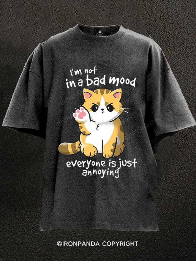 cat bad mood Washed Gym Shirt