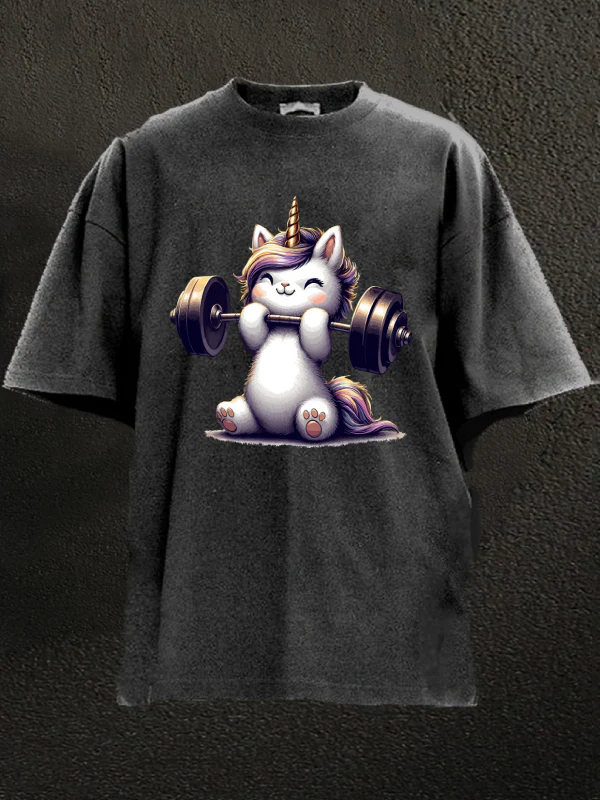 Ironpanda Lift Heavy Unicorn Washed Gym Shirt