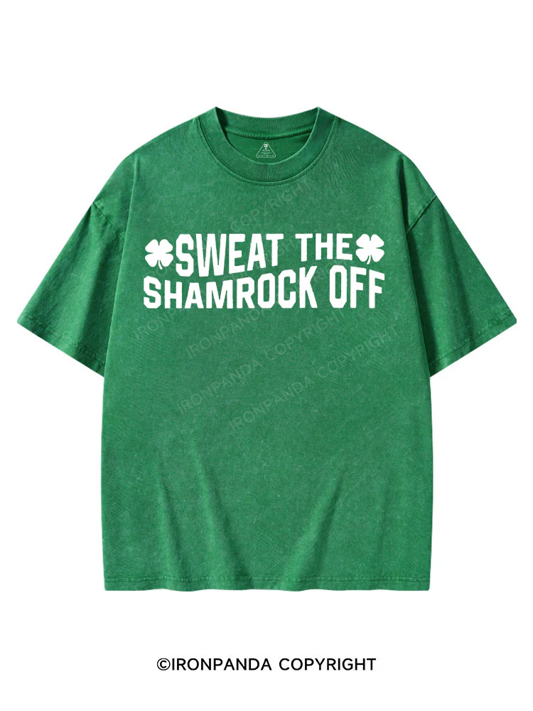 SWEAT THE SHAMROCK OFF St Patrick's Washed Gym T-shirt