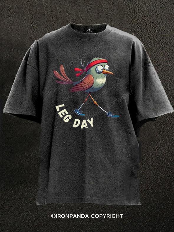 Leg Day Bird Washed Gym Shirt