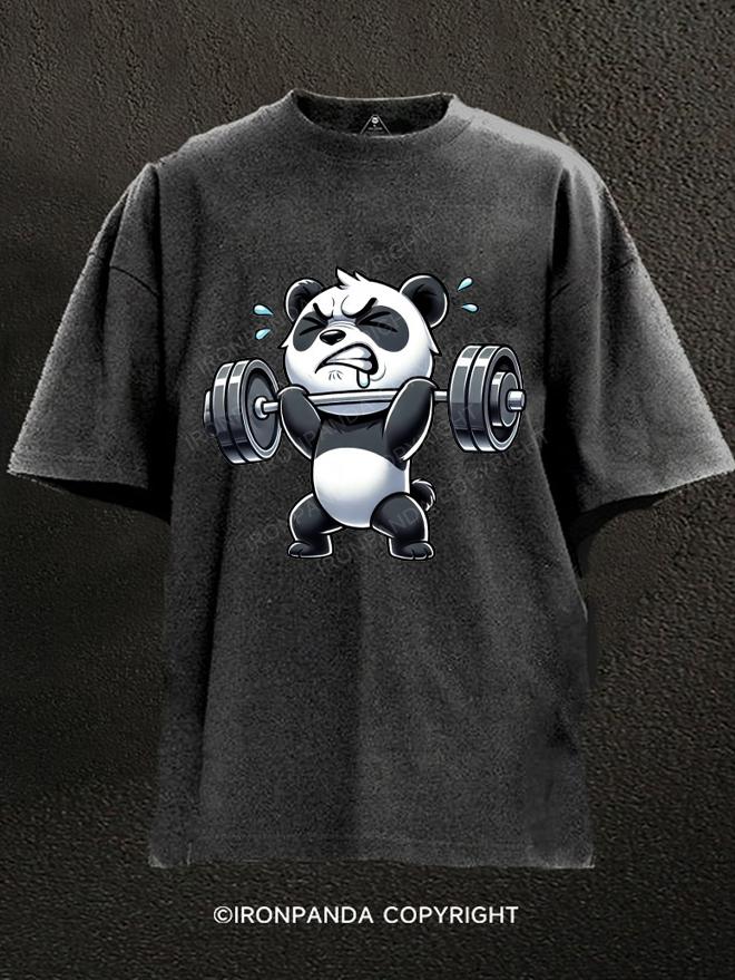 Struggling Panda Weightlifter Washed Gym Shirt