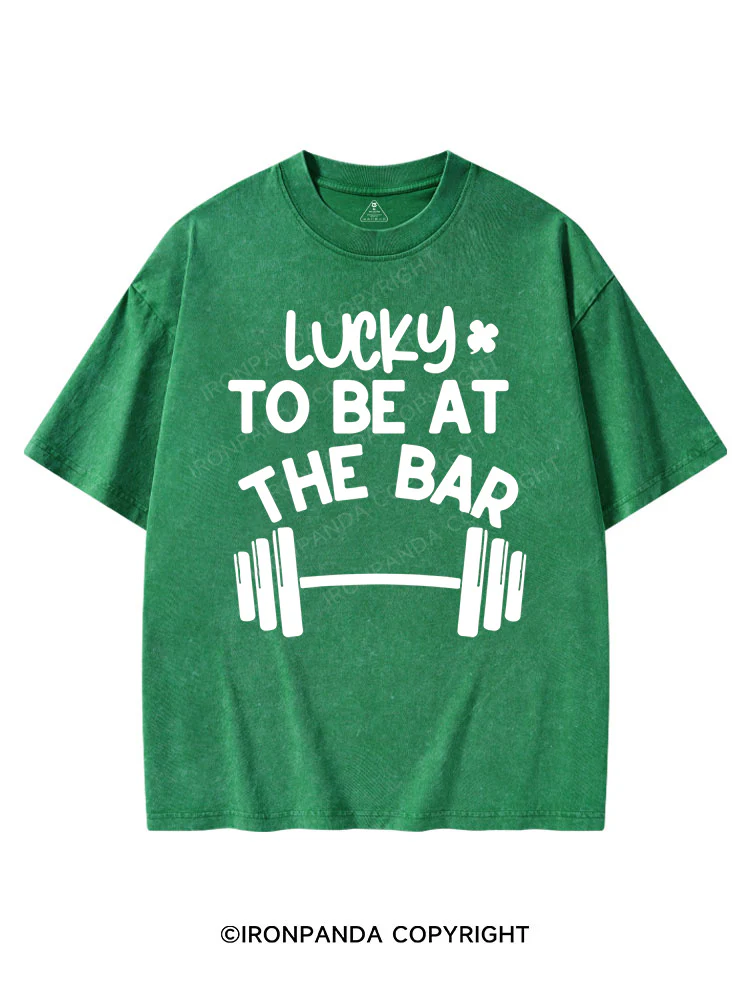 LUCKY TO BE AT THE BAR St Patrick's Washed Gym T-shirt