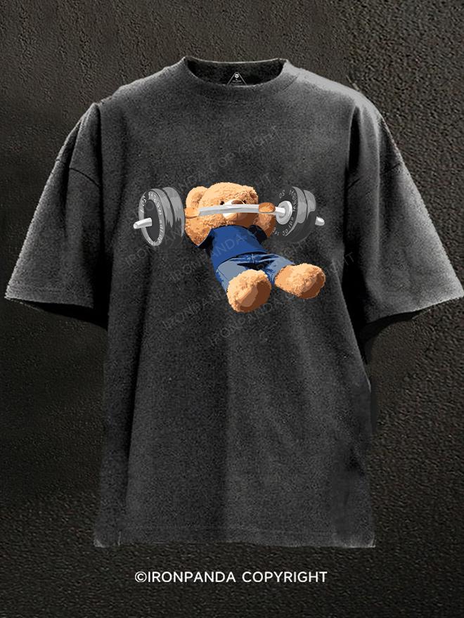 Teddy bear bench press Washed Gym Shirt