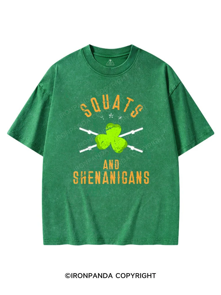 Squats And Shenanigans St Patrick's Washed Gym T-shirt