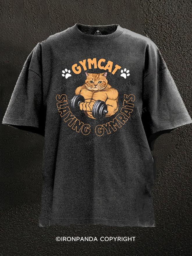 gym cat Washed Gym Shirt