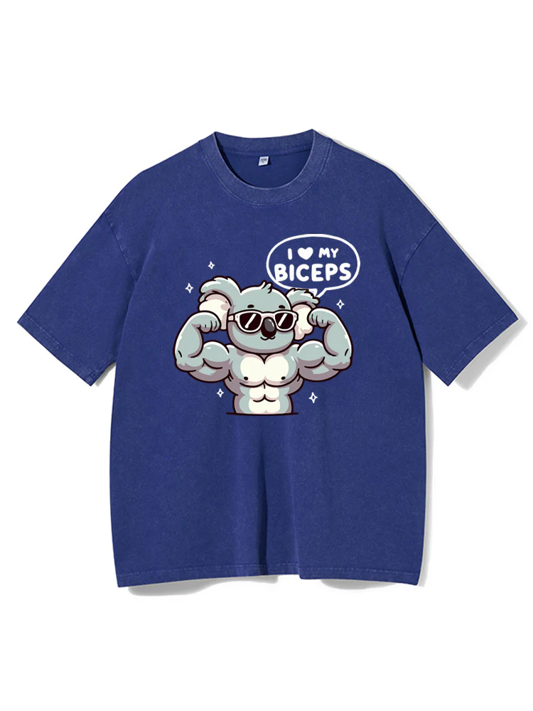 Big Biceps: Cute Koala Washed Gym Shirt