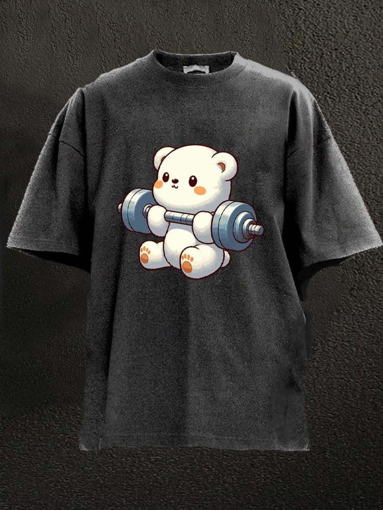weightlifting toy bear Washed Gym Shirt