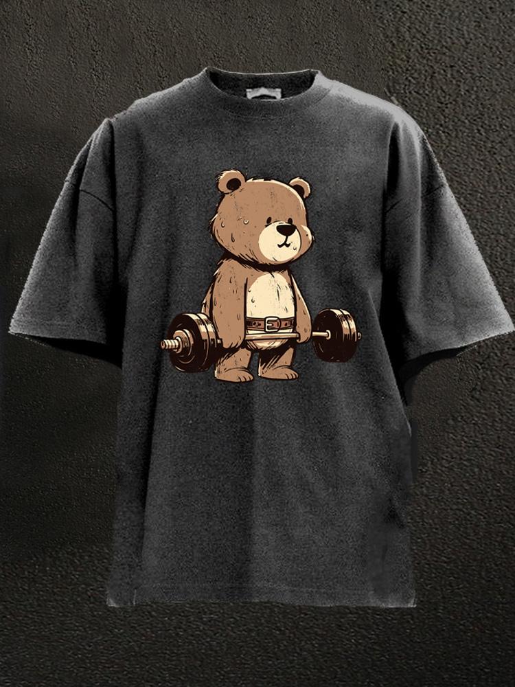 weightlifting bear dead inside Washed Gym Shirt