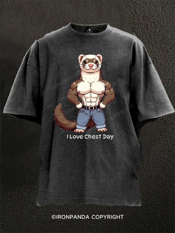 I Love Chest Day Ferret Washed Gym Shirt