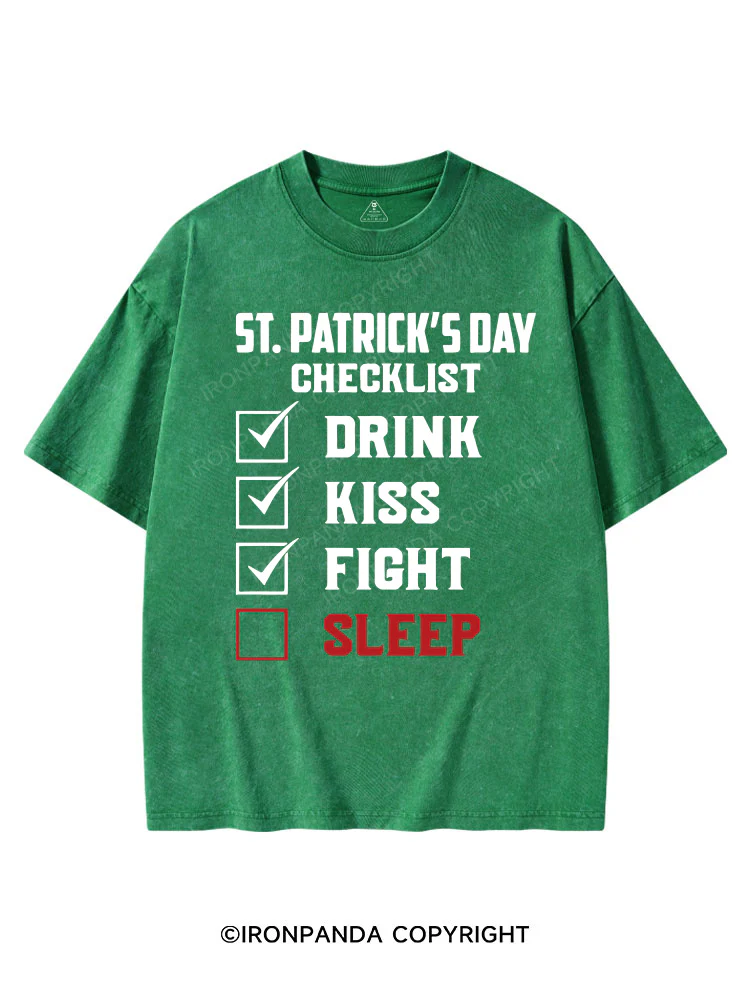 ST. PATRICK'S DAY CHECKLIST St Patrick's Washed Gym T-shirt
