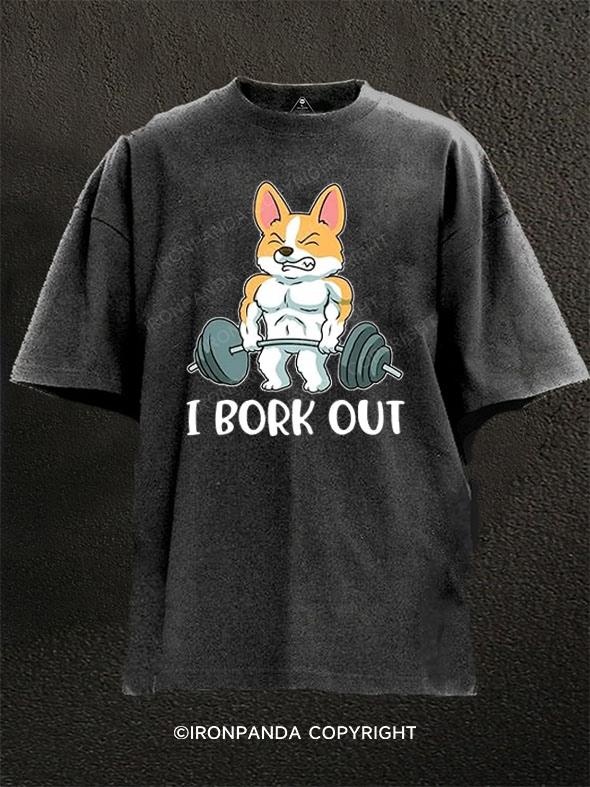 Corgi Weightlifting Washed Gym Shirt