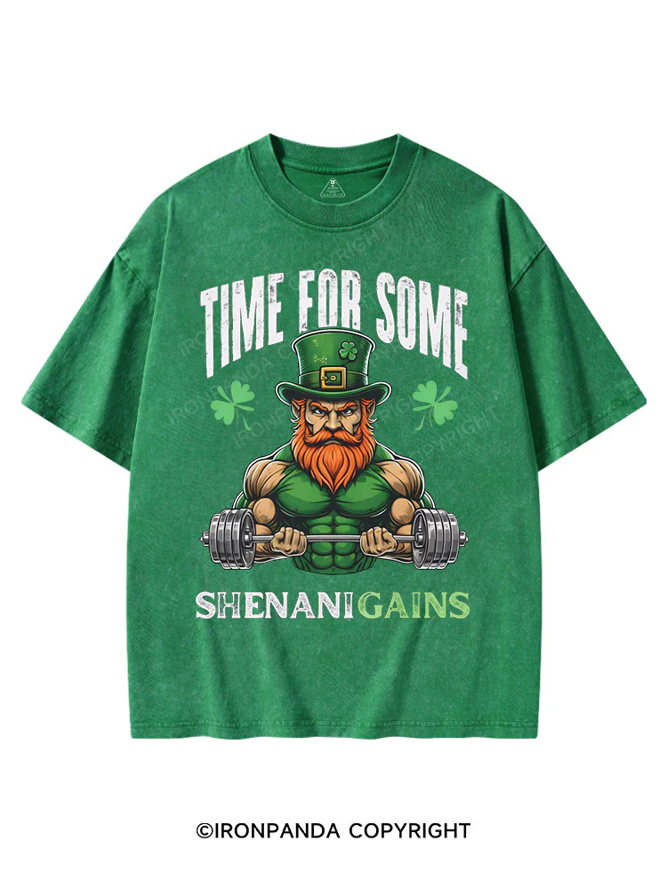 TIME FOR SOME SHENANI-GAINS St Patrick's Washed Gym T-shirt