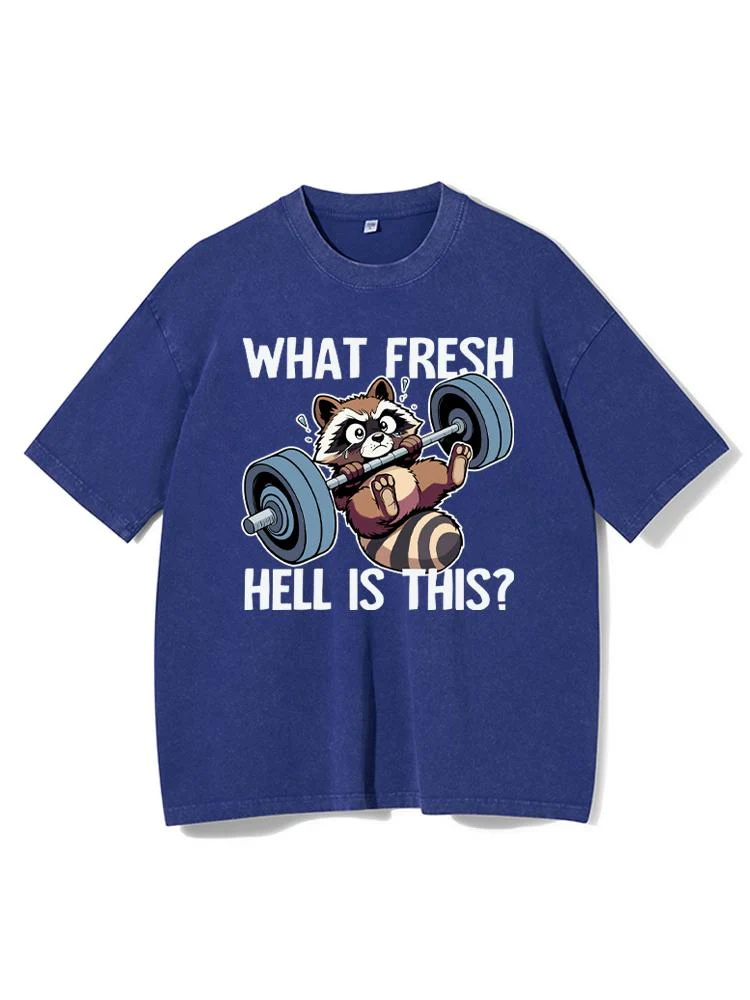 What Fresh Hell Is This Raccoon Washed Gym Shirt