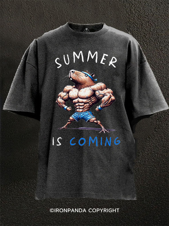 Funny Capybara workout Washed Gym Shirt