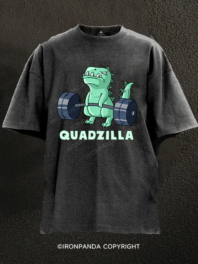 Quadzilla fitness muscle monster Washed Gym Shirt