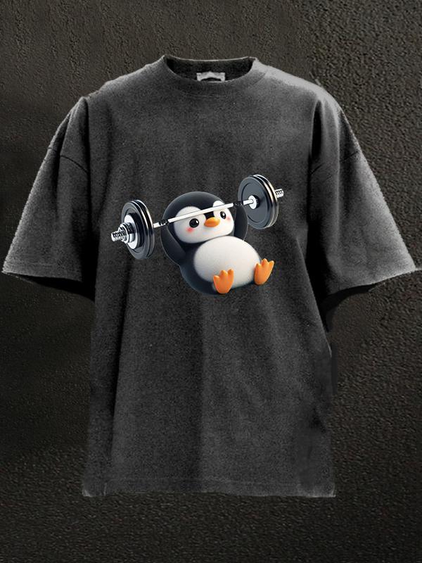Bench press penguin Washed Gym Shirt