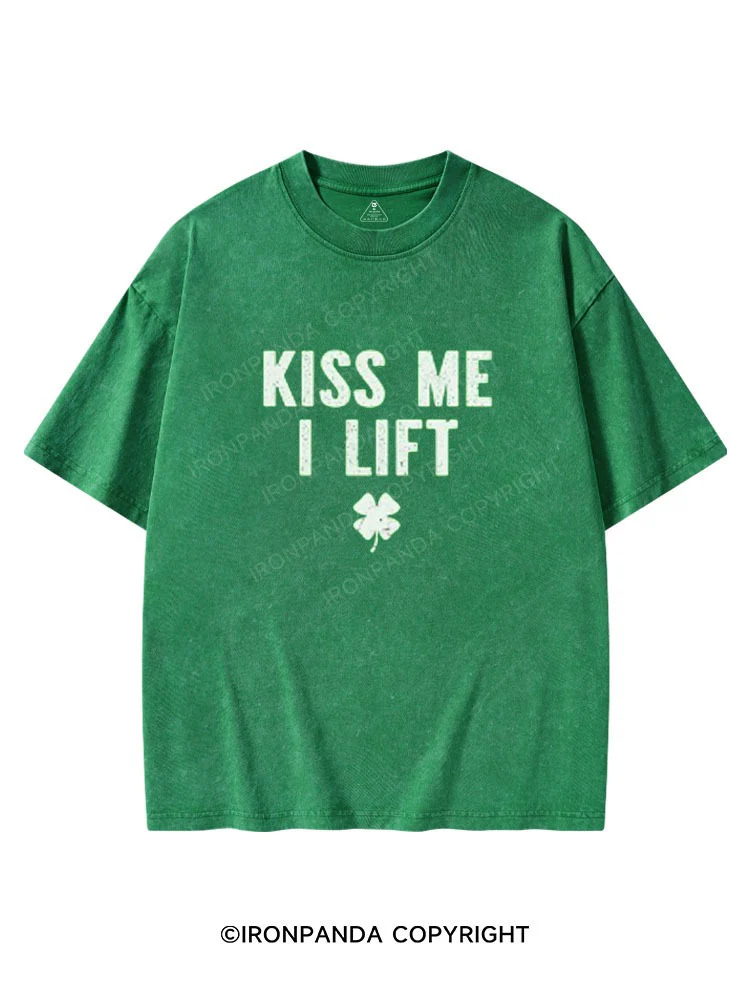 Kiss Me I Lift St Patrick's Washed Gym T-shirt
