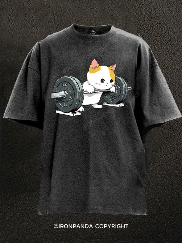 Whimsical Cat Workout Washed Gym Shirt