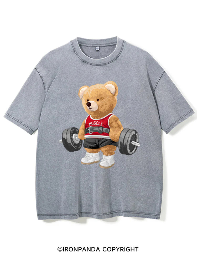 Exercise Bear Washed Gym Shirt