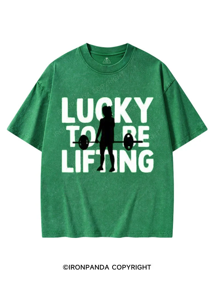 Lucky to Be Lifting St Patrick's Washed Gym T-shirt